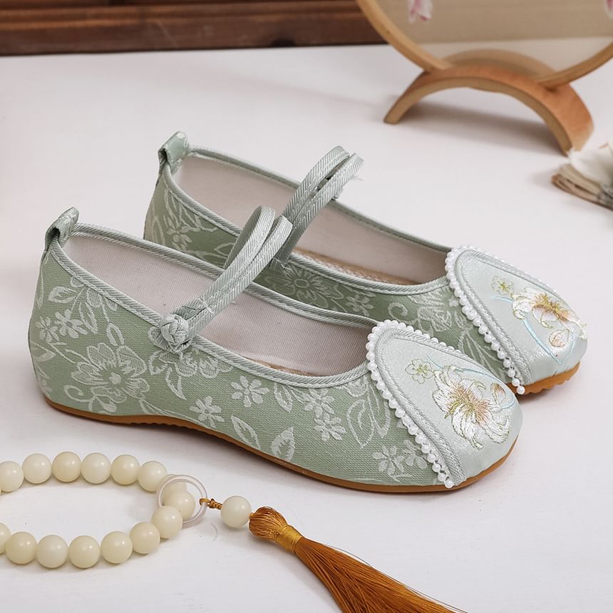 Embroidery Wedge Heel Shoes Floral