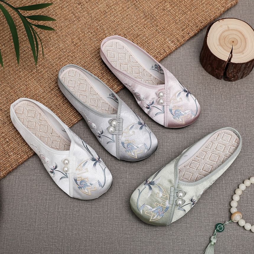 Beaded Mules Embroidered