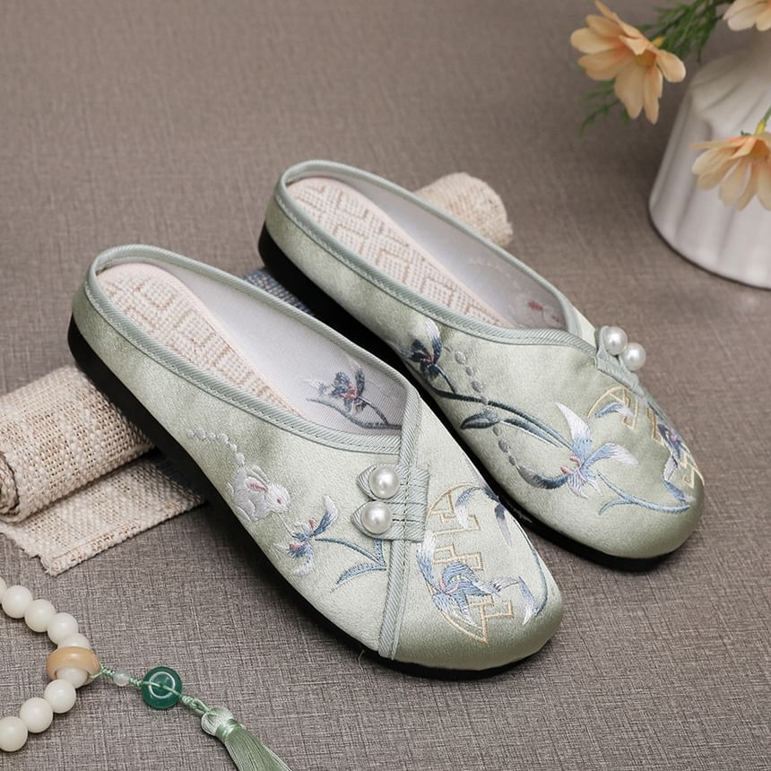 Beaded Mules Embroidered