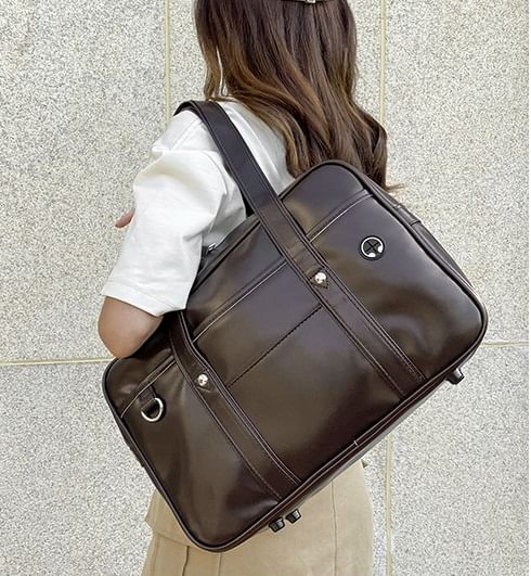 Tote Leather Faux Pocketed Bag