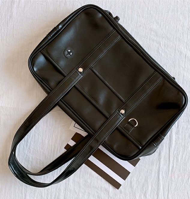 Tote Leather Faux Pocketed Bag