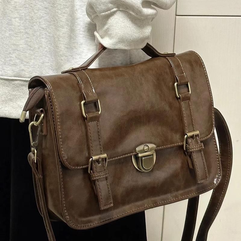 Bag Plain Faux Satchel Leather