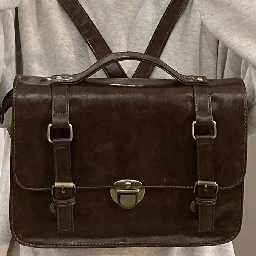 Bag Plain Faux Satchel Leather