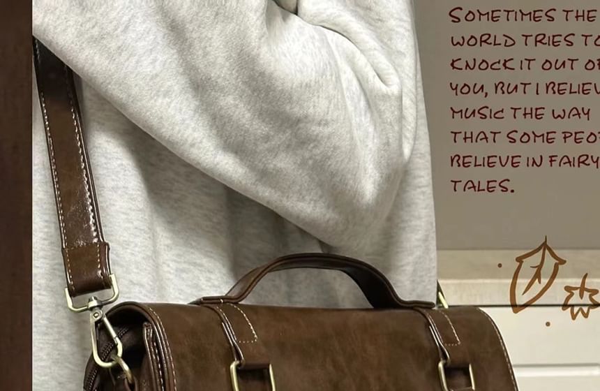 Bag Plain Faux Satchel Leather