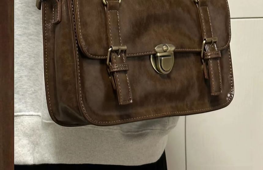 Bag Plain Faux Satchel Leather
