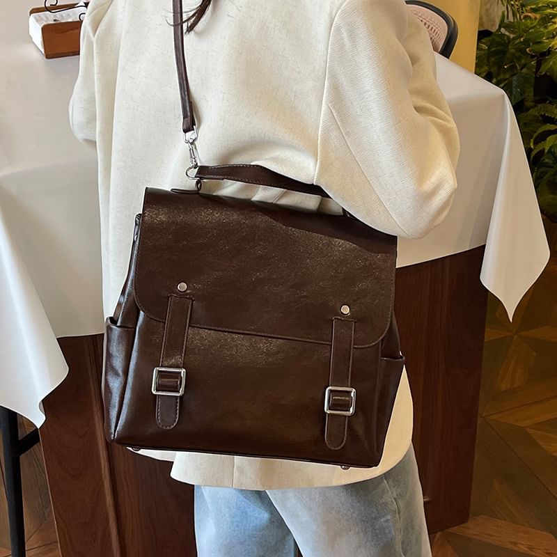 Leather Satchel Faux Backpack