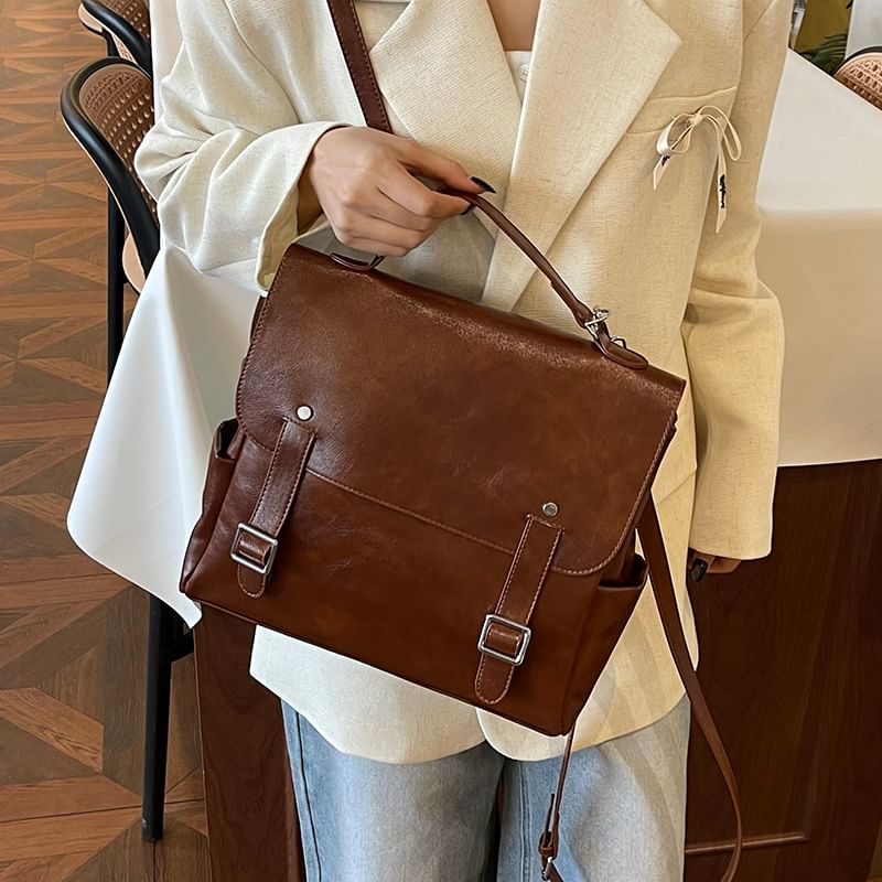 Leather Satchel Faux Backpack