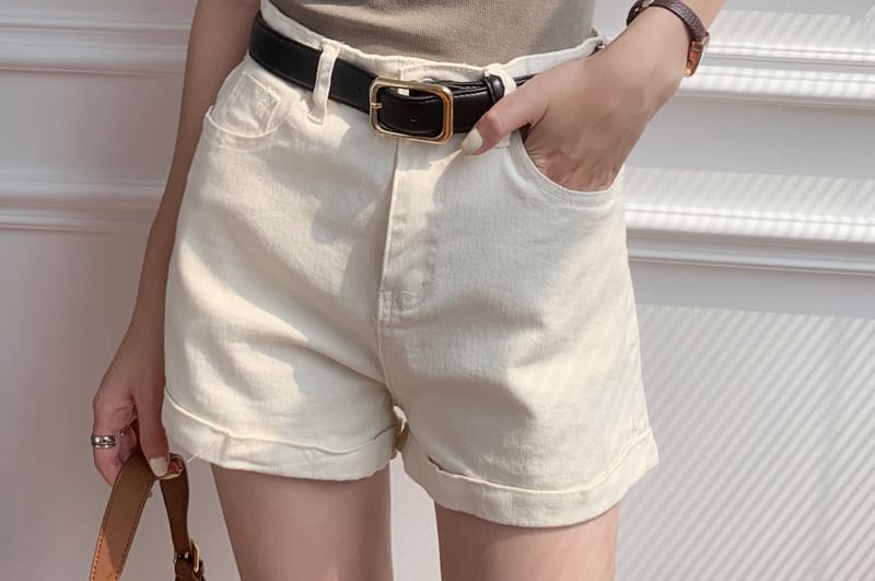 Sleeve Neck Tee Short Plain Scoop