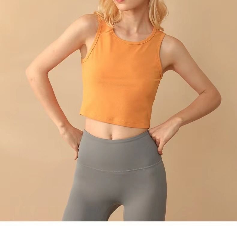 Crop Top Tank Plain Crew Neck