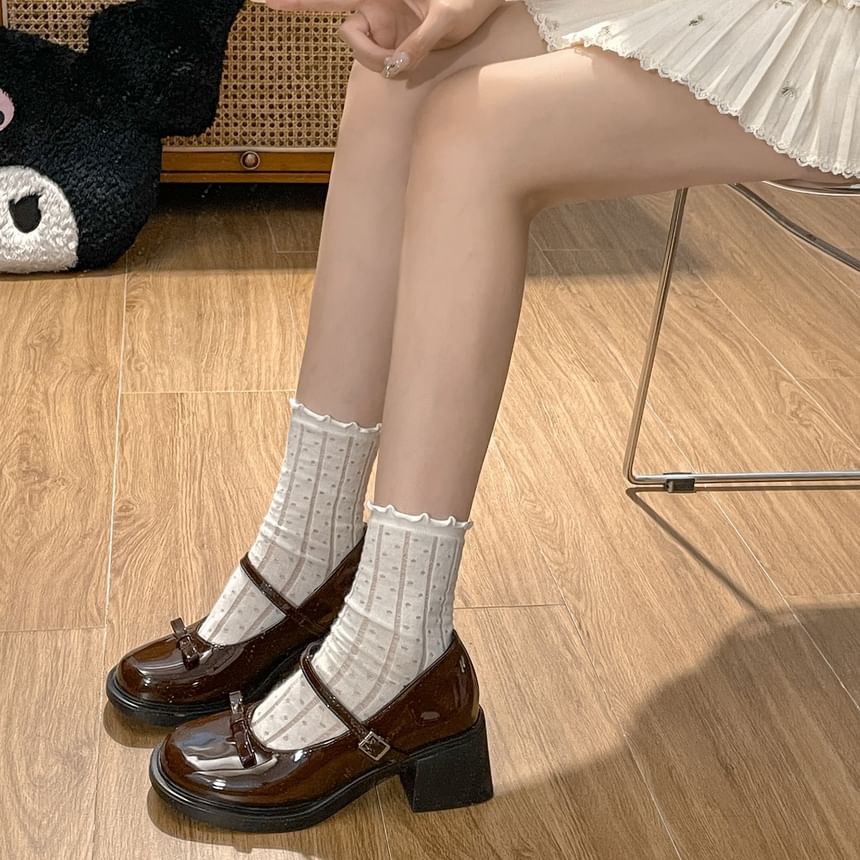 Bow Jane Heel Chunky Pumps Mary