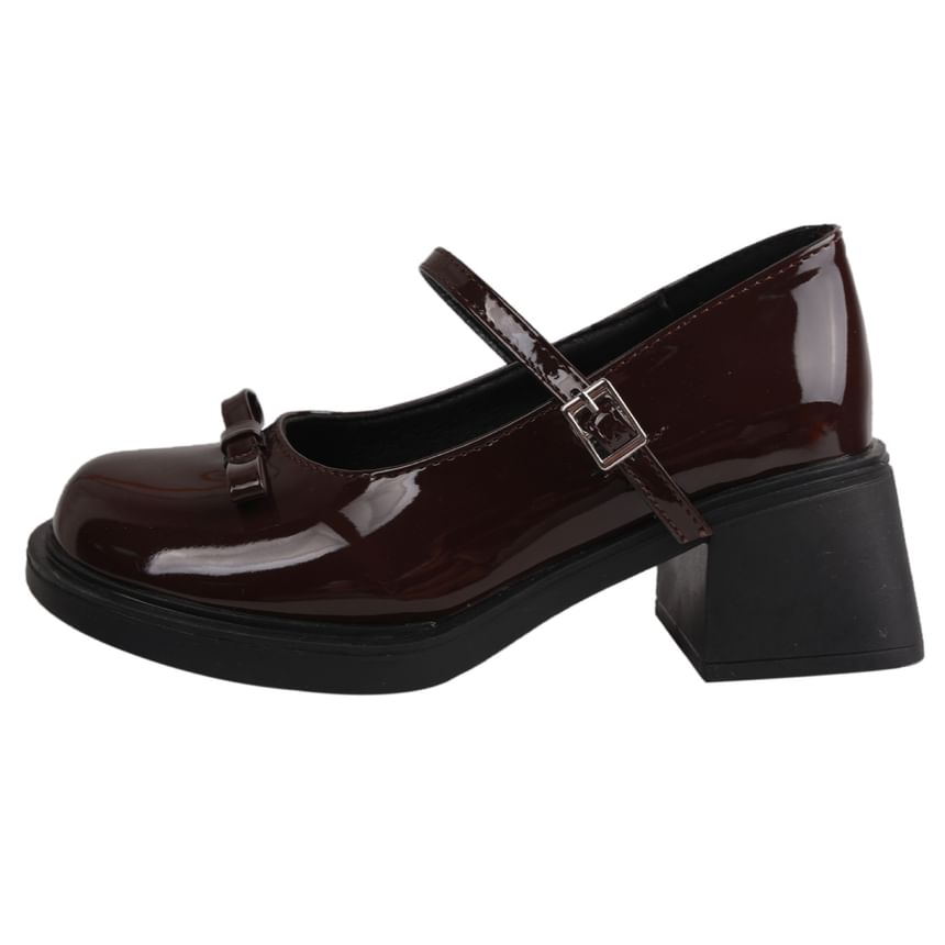 Bow Jane Heel Chunky Pumps Mary