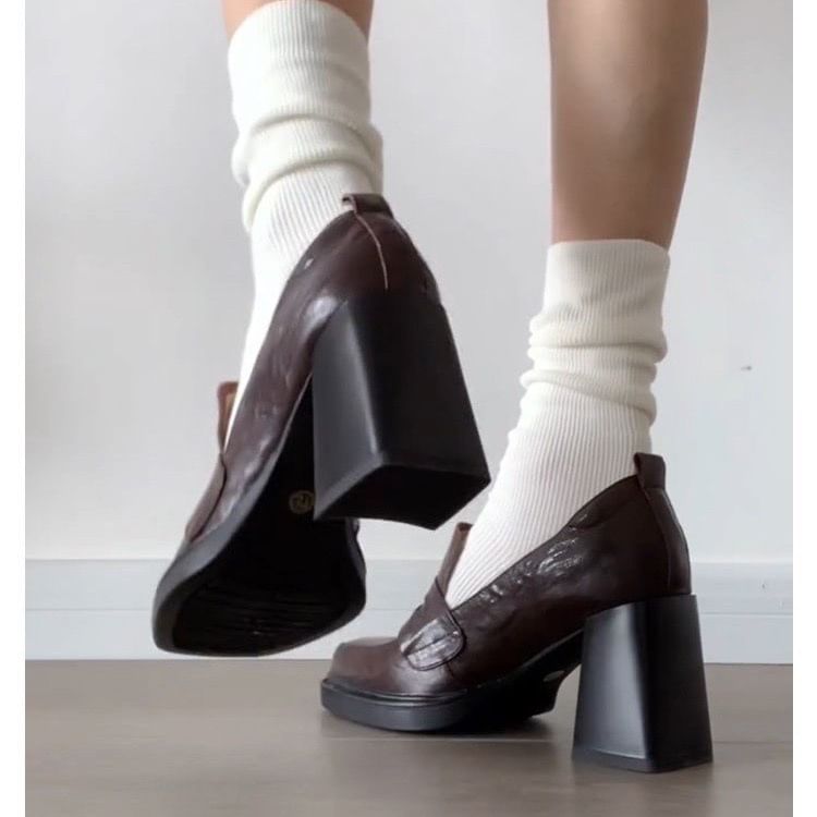 Chunky Heel Loafer Pumps