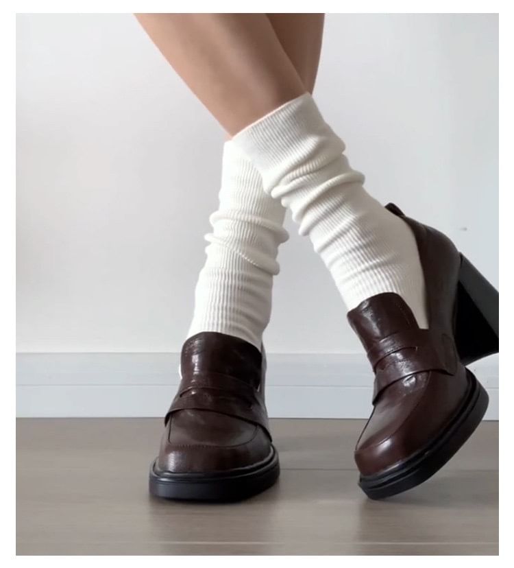 Chunky Heel Loafer Pumps