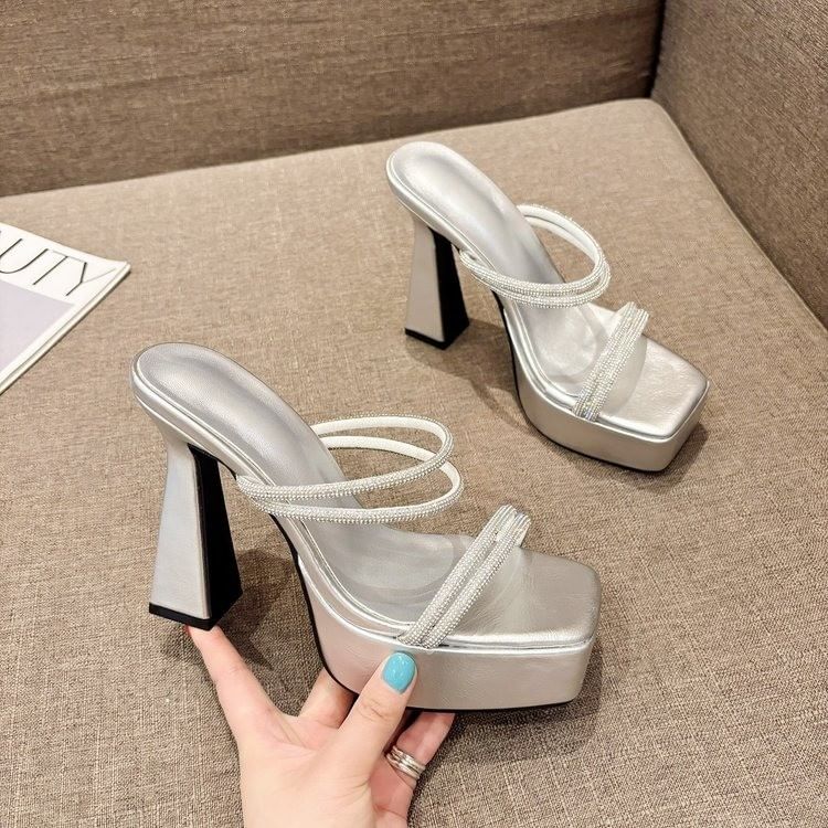 Rhinestone Platform Sandals Heel High