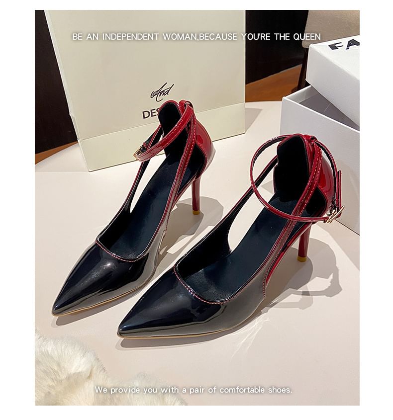 Stiletto Pumps Strap Ankle Heel Gradient D'Orsay