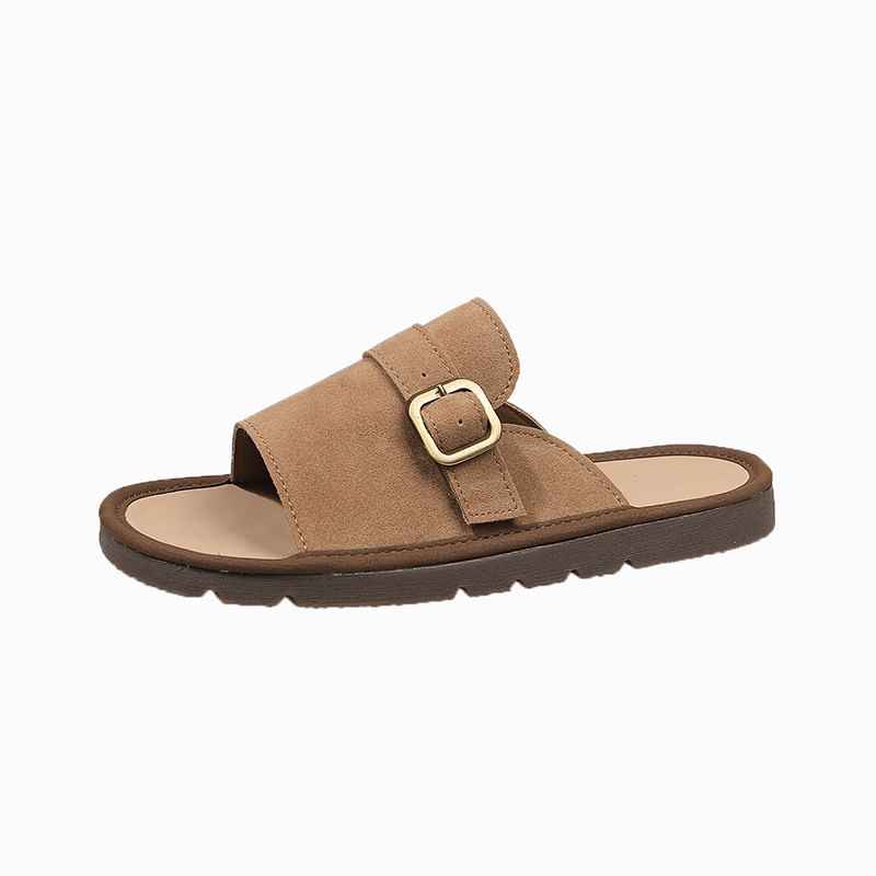 Plain Sandals Slide Buckled