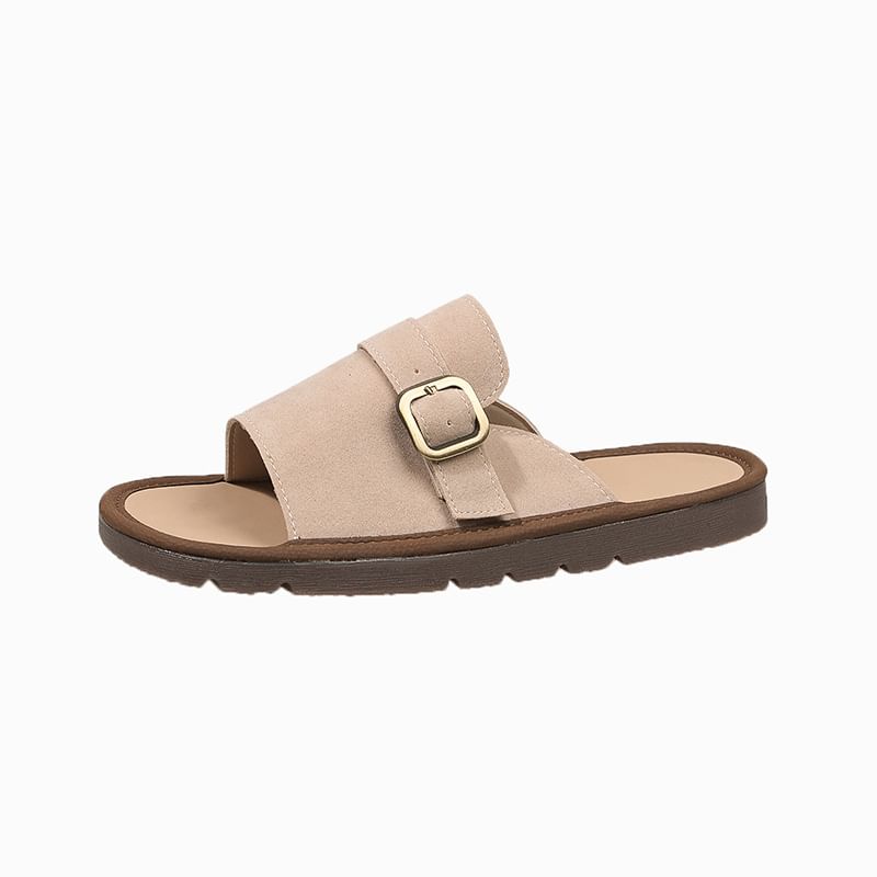 Plain Sandals Slide Buckled