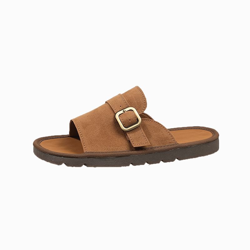 Plain Sandals Slide Buckled