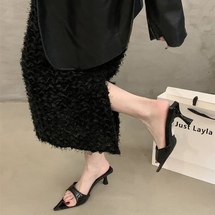 Pointed Heel High Toe Slide Sandals