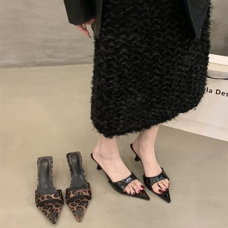 Pointed Heel High Toe Slide Sandals