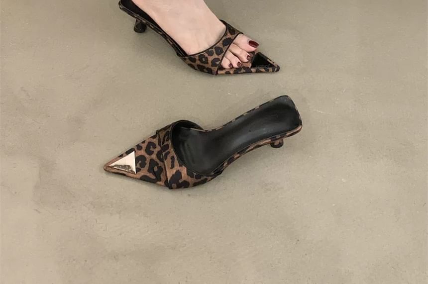 Pointed Heel High Toe Slide Sandals