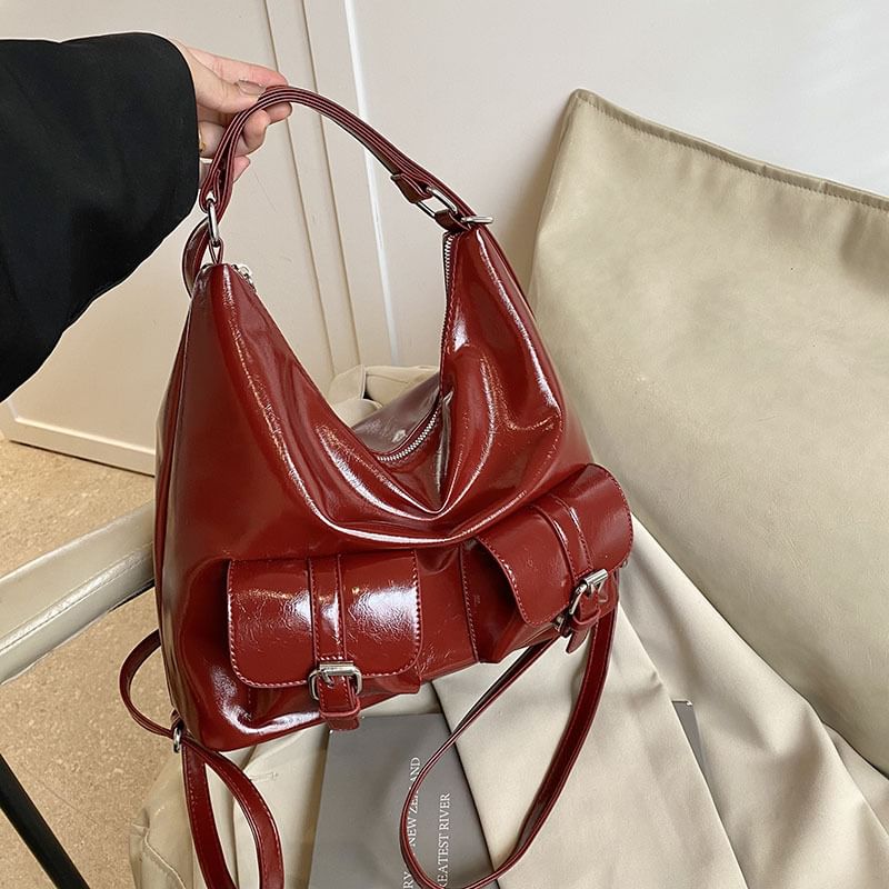 Faux Leather Multi-Pocket Backpack