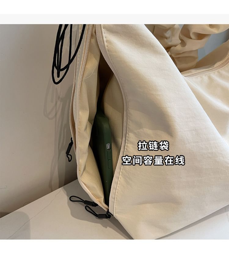 Ruched Plain Tote Bag