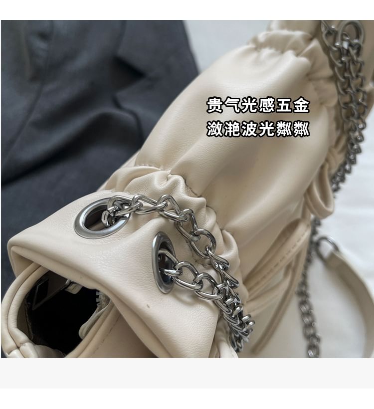 Shoulder Chain Strap Bow Bag Leather Faux