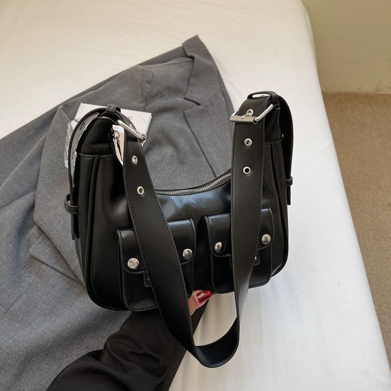 Faux Multi-Pocket Leather Bag Shoulder