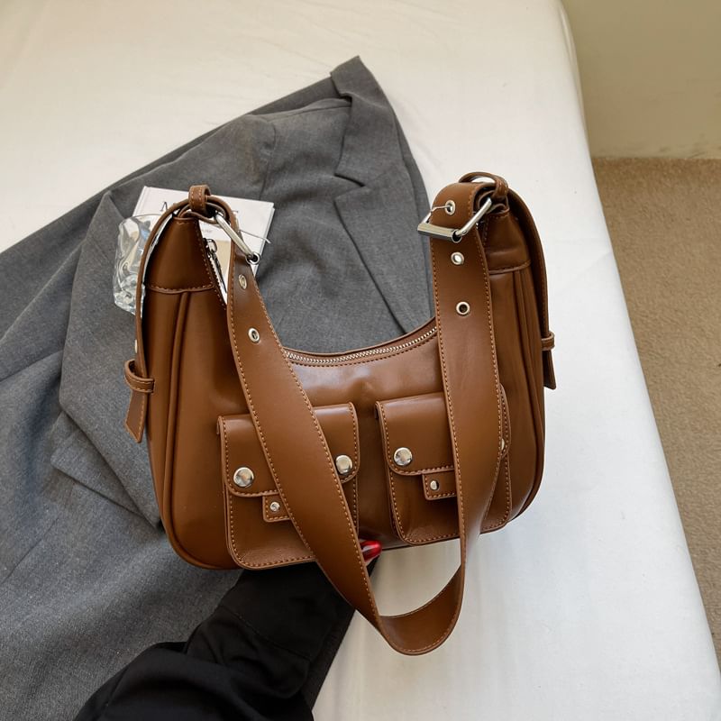 Faux Multi-Pocket Leather Bag Shoulder