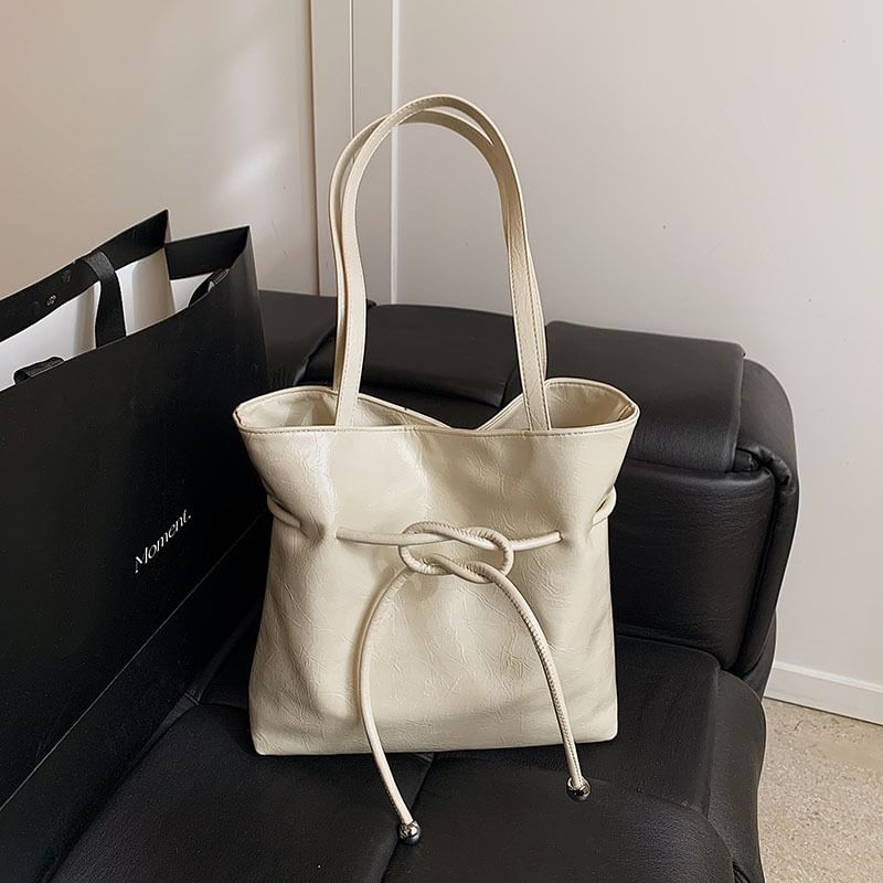 Knot Leather Faux Tote Bag