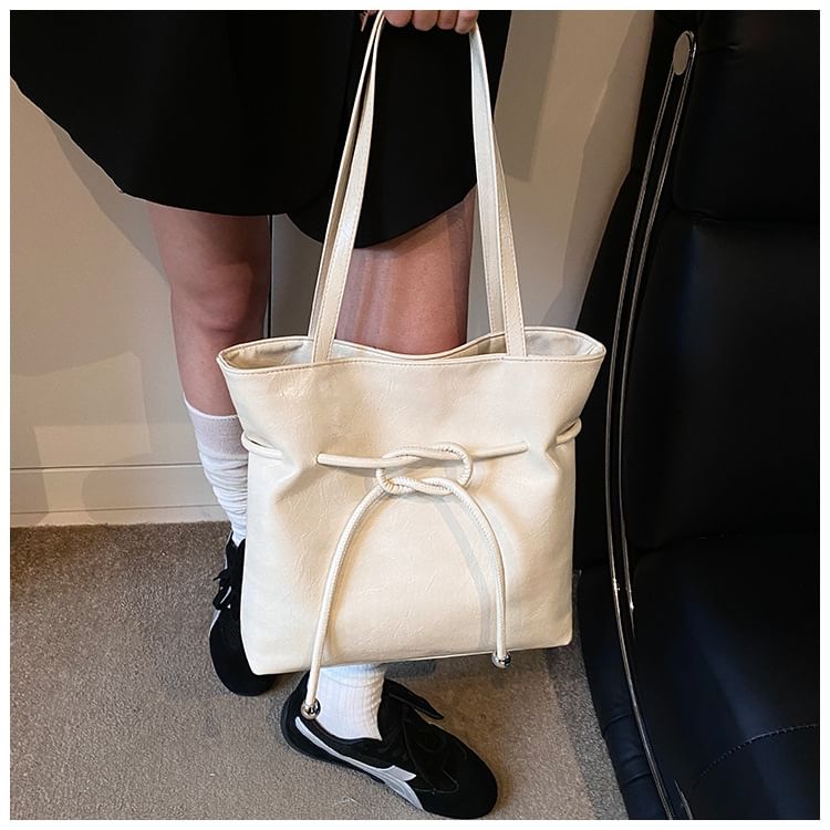 Knot Leather Faux Tote Bag