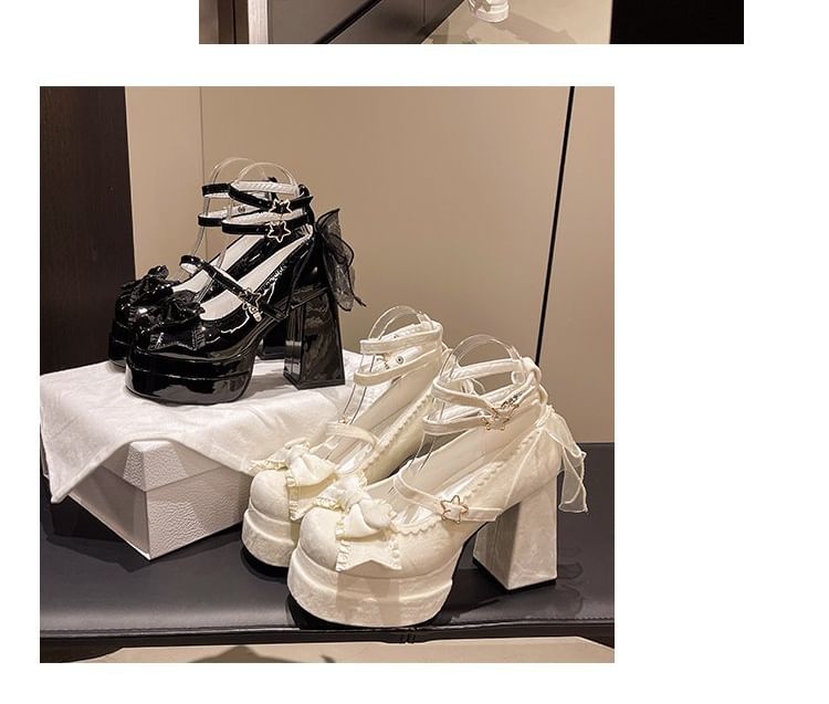 Jane Shoes Chunky Mary Bow Heel Platform