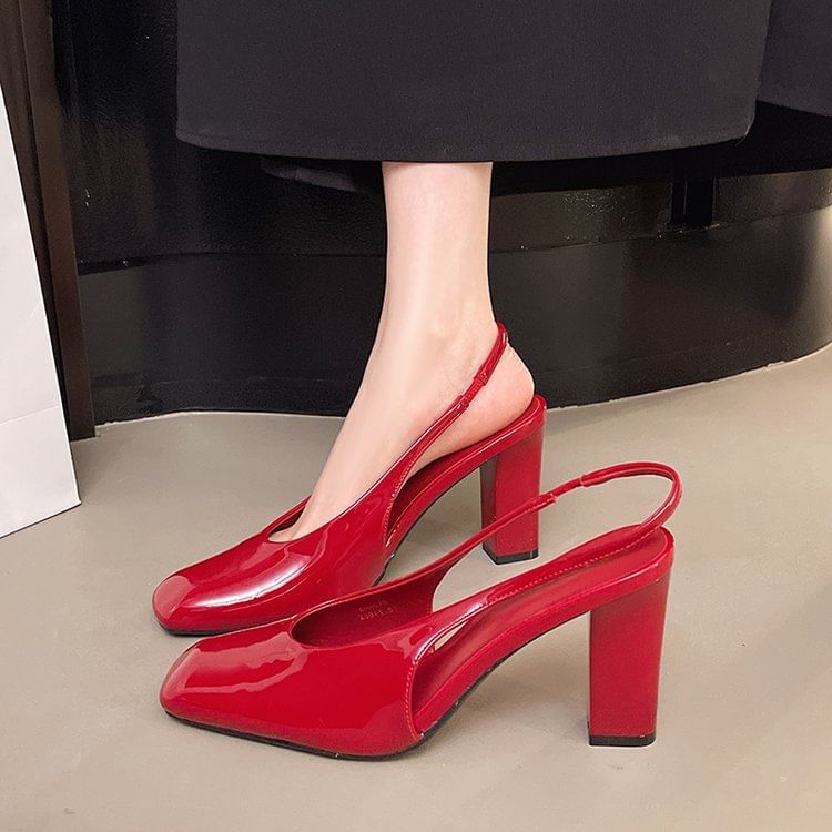 Heel Chunky Mules Slingback