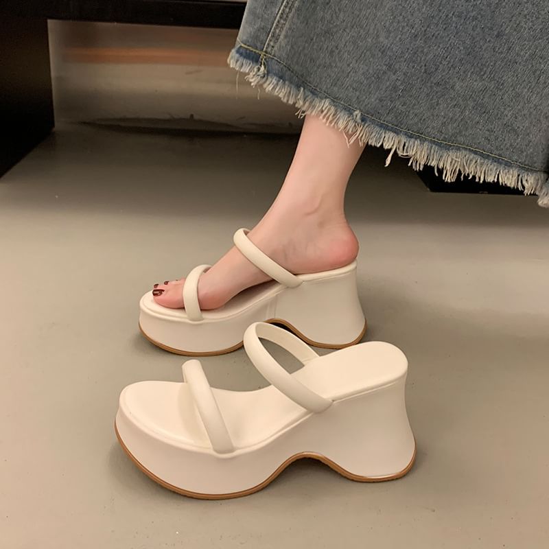 Platform Wedge Heel Slide Sandals
