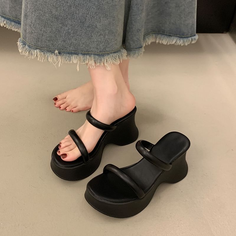 Platform Wedge Heel Slide Sandals