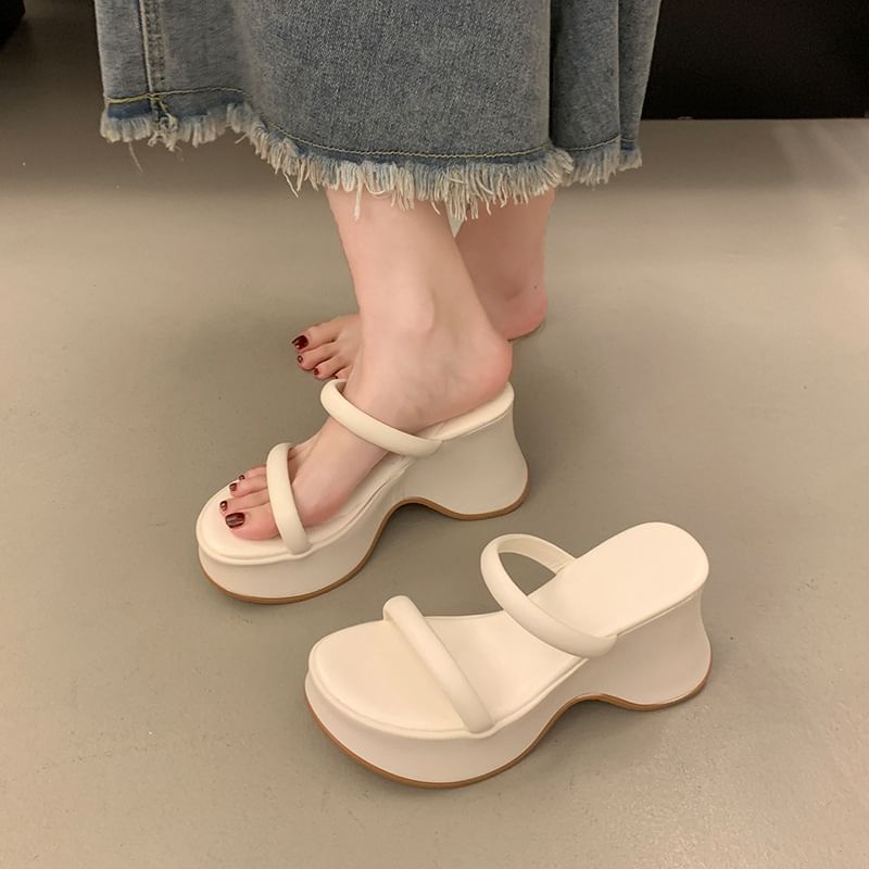 Platform Wedge Heel Slide Sandals