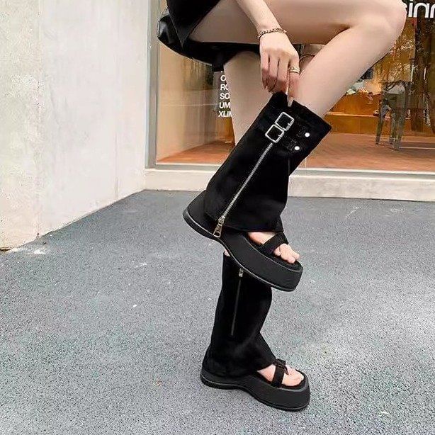 Toe Platform Gladiator Buckled Loop Sandals