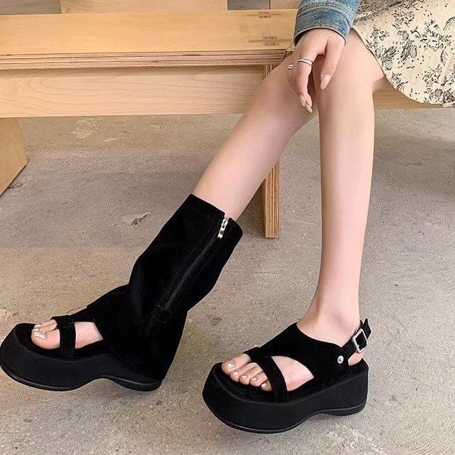 Toe Platform Gladiator Buckled Loop Sandals