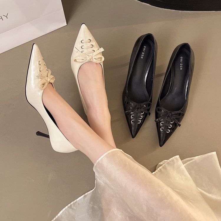 High Heel Pumps Toe Lace-Up Pointed