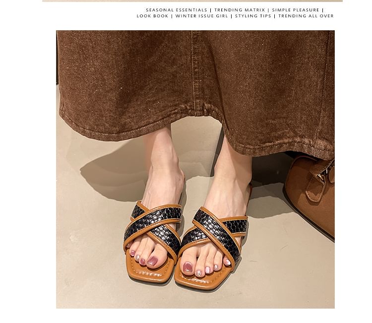 Slide Strap Square-Toe Sandals Cross