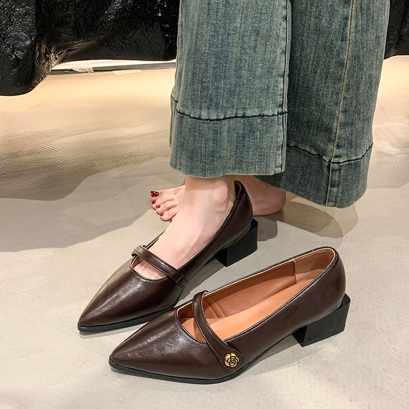 Pointy Mary Heel Chunky Jane Shoes