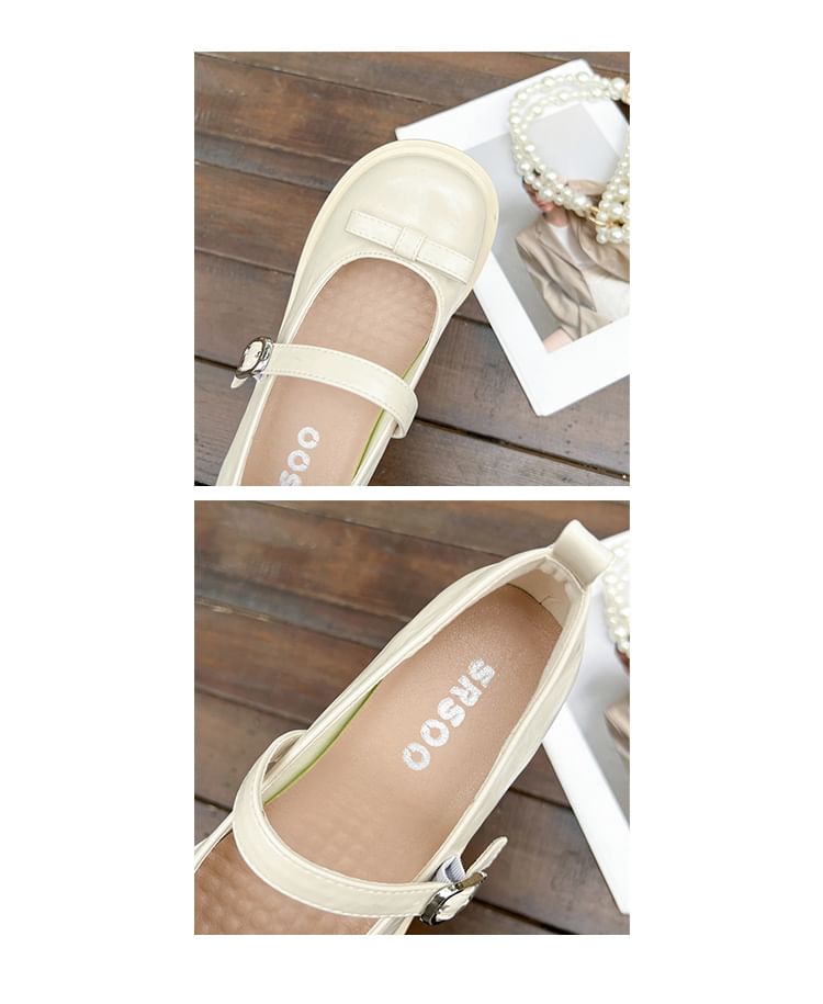 Jane Mary Block Heel Shoes Bow