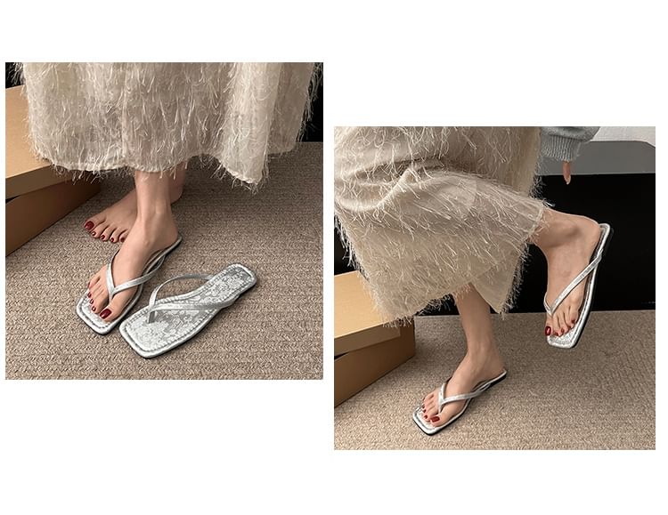 Thong Square-Toe Sandals