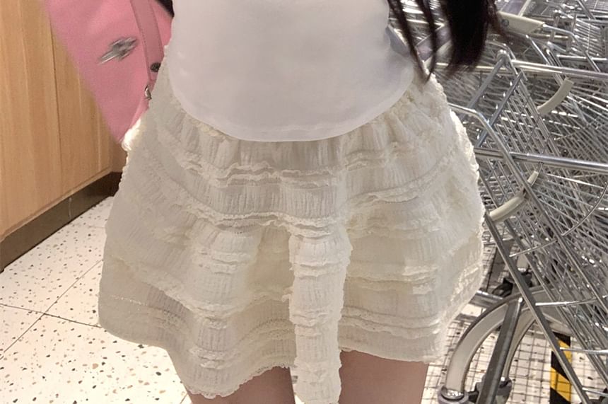 Crop Cartoon Trim Lace Top Cami Print