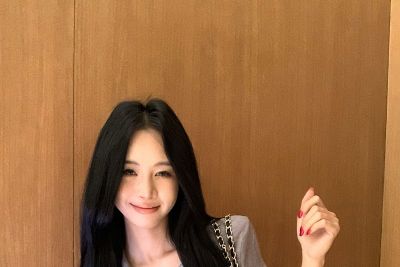 High Collared Short-Sleeve Plain Pants Tee Hot / Fit Waist Slim Half-Buttoned