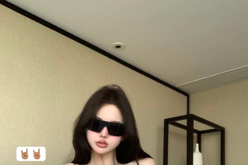 Bodysuit Bow V-Neck Lace Panel Accent Strap Spaghetti Top