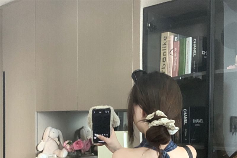 Panel Open Plaid Cowl Crop Back Neck Top Halter