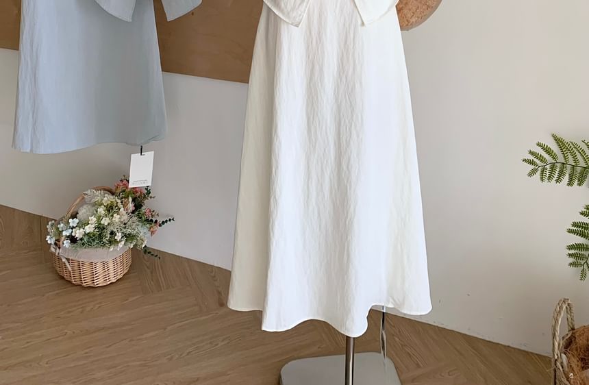 Set: Camisole Rise + Front-Slit Plain Lace Skirt Top High Midi A-Line Trim