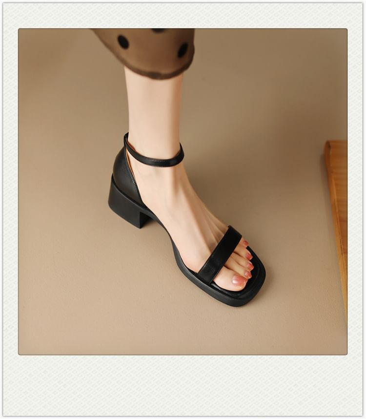 Strap Sandals Ankle Heel Chunky